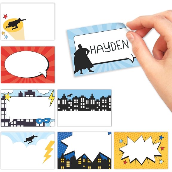 Self Adhesive Name Tags Sticker -56 Student Nametags Sticker, Classroom Labels Teacher Supplies, Cubby Stickers, Sticky Locker Tags, Guest Name Badges Parties & Events, Superhero Classroom Decor