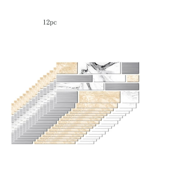 Self-Adhesive PVC Wall Tile Stickers-12/24-Pack Peel & Stick Ceramic-Look Tiles,10x20cm (7.87"x3.94"),Waterproof Kitchen & Bathroom Decals,No Grout Needed,Easy DIY Installation