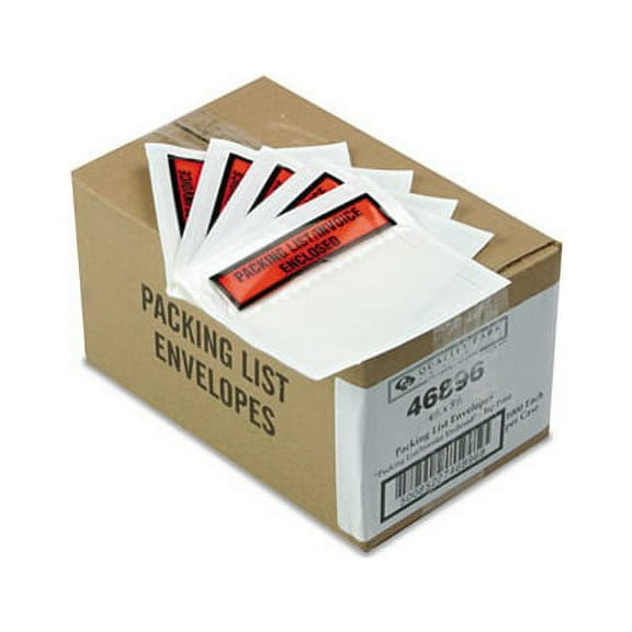 Self-Adhesive Packing List Envelope 4.5 x 5.5, Clear/Orange, 1,000/Carton