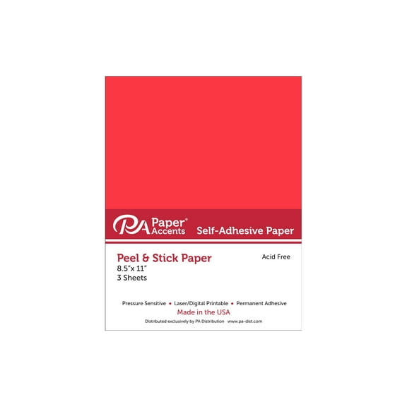 Self Adhesive Paper 8.5x11 3pc Red
