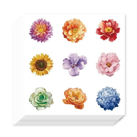 Self-Adhesive Paper Decorative Stickers Flower 90x90mm Stickers: 25mm 9pcs/sheet for DIY