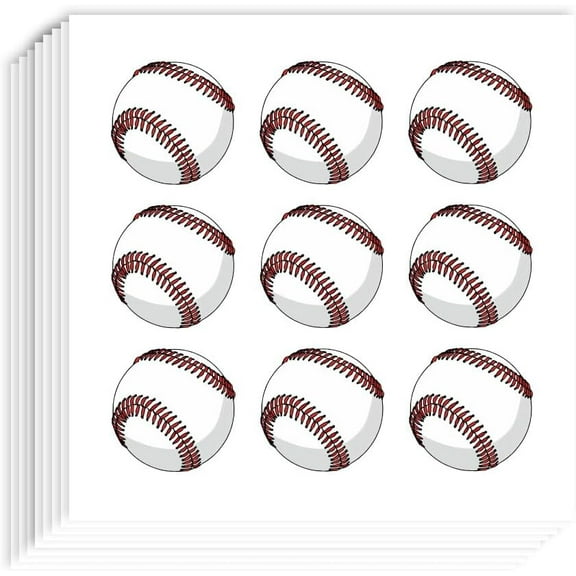 Self-Adhesive Paper Decorative Stickers for Party Decorative Presents Sealing Baseball 90x90mm Stickers: 25mm 9pcs/sheet DIY