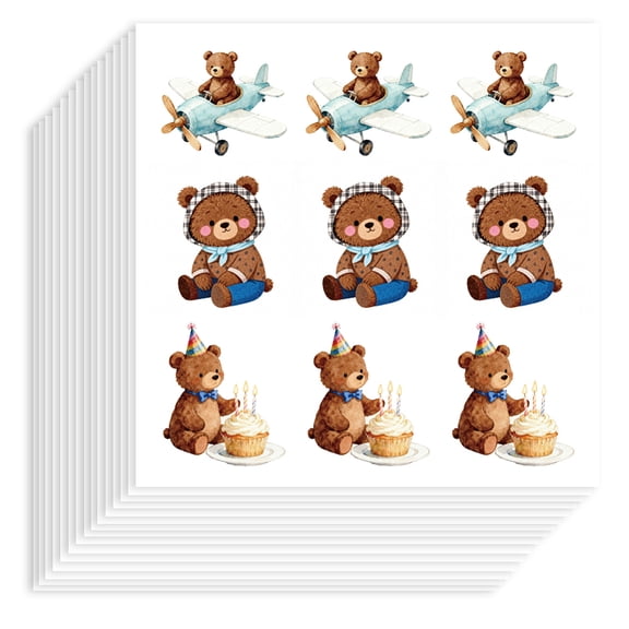 Self-Adhesive Paper Decorative Stickers for Party Decorative Presents Sealing Bear 90x90mm