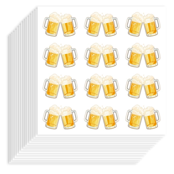 Self-Adhesive Paper Decorative Stickers for Party Decorative Presents Sealing Beer 90x90mm 12patterns/pc