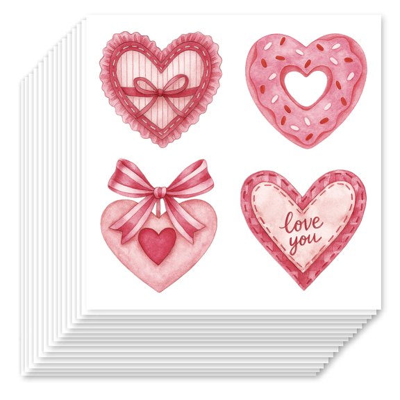 Self-Adhesive Paper Decorative Stickers for Party Decorative Presents Sealing Heart 90x90mm for DIY
