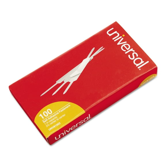 Self-Adhesive Paper Fasteners, 1" Capacity, 2.75" Center To Center, Silver, 100/box | Bundle of 5 Boxes