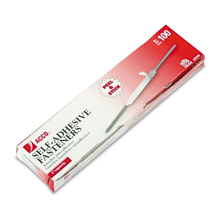 Self-Adhesive Paper Fasteners, 2" Capacity, 2.75" Center To Center, Silver, 100/box | Bundle of 5 Boxes
