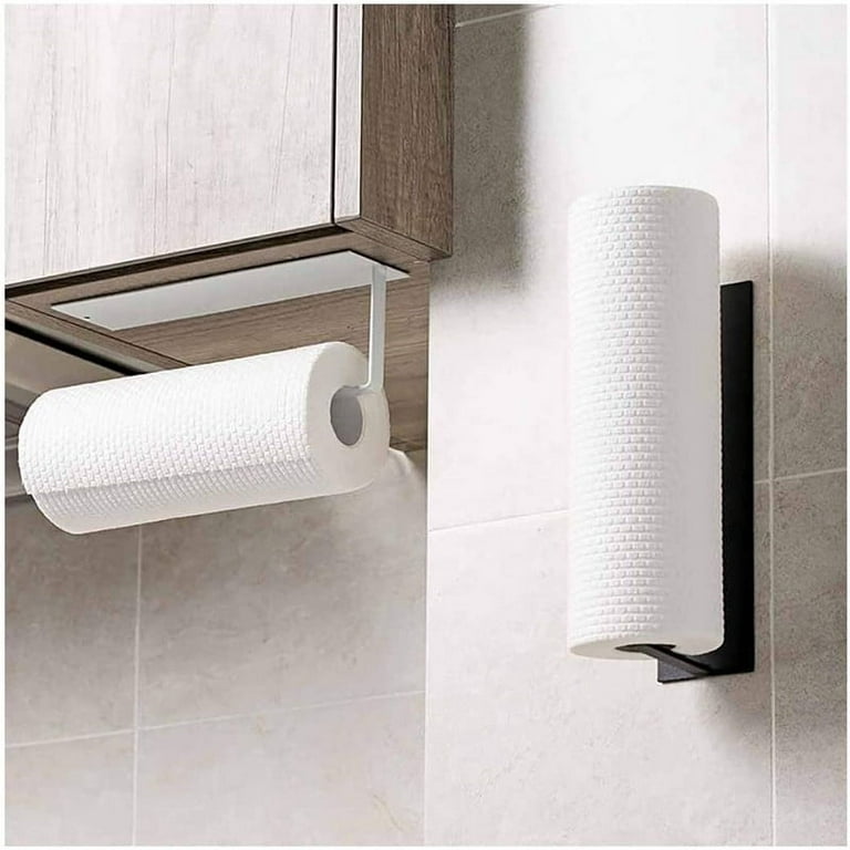 Black Bathroom Towel Toilet Paper Roll Holder Rack Self Adhesive Wall  Mounted