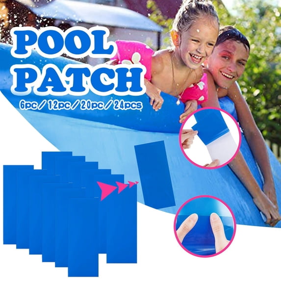 Self-Adhesive Patches for Swimming Pools -24PCSSelf-Adhesive PVC Vinyl Patch Kit for In-Ground or Above Ground Pools Inflatable Swimming Pools Boat Air Mattress,Blue,Swimming Pools