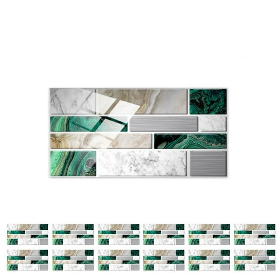 Self Adhesive Peel And Stick Wallpaper 3D Stone Design Brick Wall Tile For Home Bathroom Kitchen Backsplash, 12 Packs, B