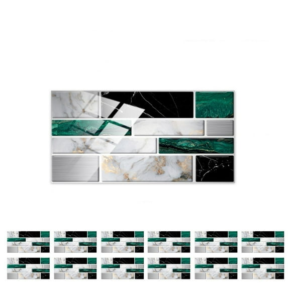 Self Adhesive Peel And Stick Wallpaper 3D Stone Design Brick Wall Tile For Home Bathroom Kitchen Backsplash, 12 Packs, C