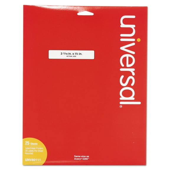 Universal UNV80111 0.66 in. x 3.44 in. Self-Adhesive Permanent File Folder Labels - White with Assorted Color Borders (750/Pack)