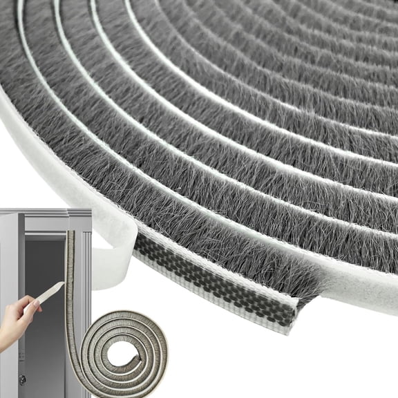 Self-Adhesive Pile Weather Stripping Seal for Sliding Windows and Door Frames, 16.5ft x 11/32 inch, Grey