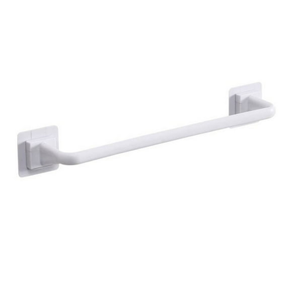 Self Adhesive Plastic Single Towel Bar, No Drill Wall Mount Bathroom Towel Rack, Space Saving Cloth Hanging Rail, 15 Inch, Simple Adhesive Rack for Kitchen and Bathroom Towel Storage Arrangement