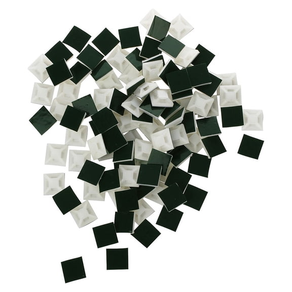 Self-Adhesive Plastic Wire Bundle Holder 3mm Cable Tie Mount Base 100Pcs,100 x Self-Adhesive Tie Mount Base,whitegreen