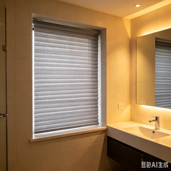 Self-Adhesive Pleated Shades, No Drill Semi-Blackout Privacy Curtains, 35.4" x 59" for Bedroom & Bathroom