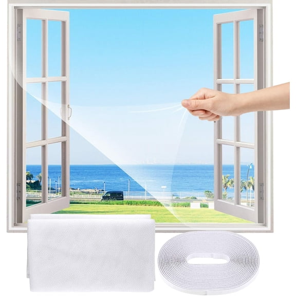 Self-Adhesive Polyester Window Screen, Fine Mesh Insect Barrier, Breathable Light Transmitting Bug Net, Durable Weather Resistant Window Protection