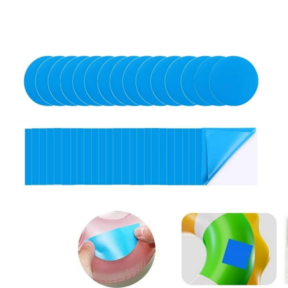 Self-Adhesive Pool Patches,QZS Self-Adhesive PVC Pool Patch Repair Kit for Bounce House,2-Shape Portable Blue Repair Tool for Tent,Swimming Boat,30Pcs,2Size