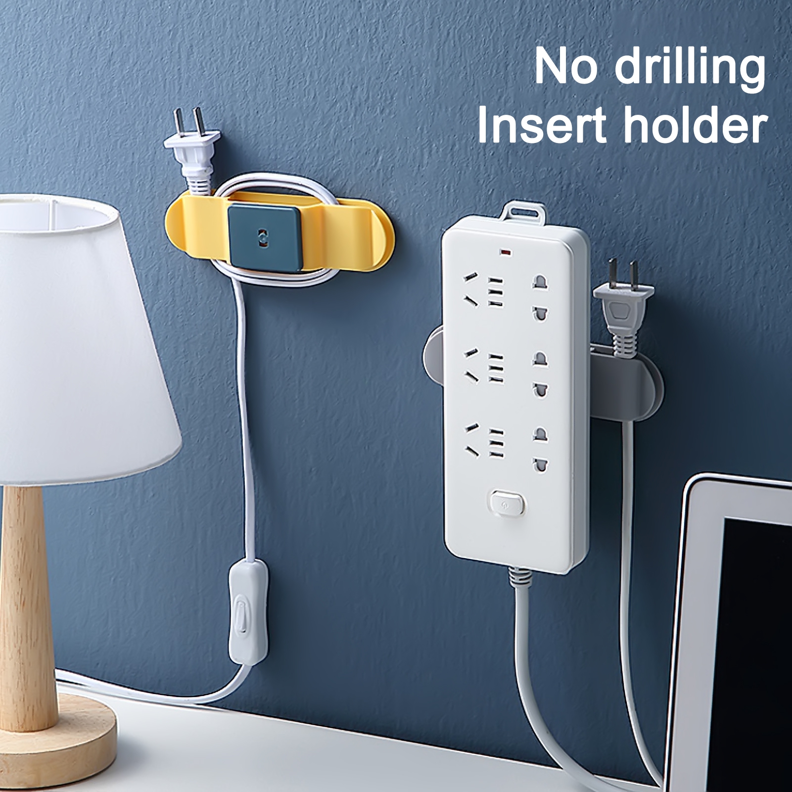 Self Adhesive Power Strip Holder Wall Mount Punch Free Fixator Cable