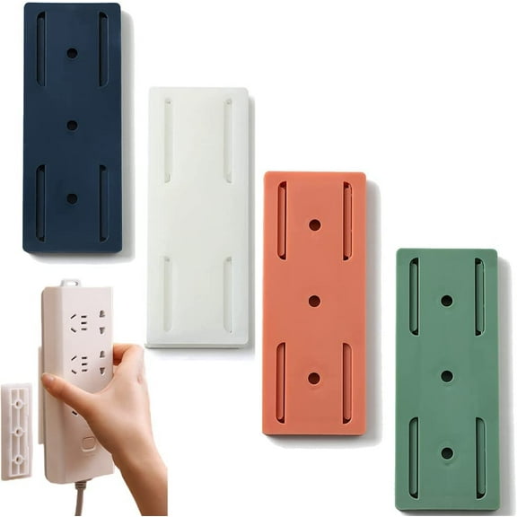 Self-Adhesive Punch Socket Hold,Desktop Plug-in Socket Fixer,Cable Management Punch Free Surge Protector,Power Strip Holder Fixator,Wall Mount Plug-in Socket Fixer Bracket Stand For Home Office