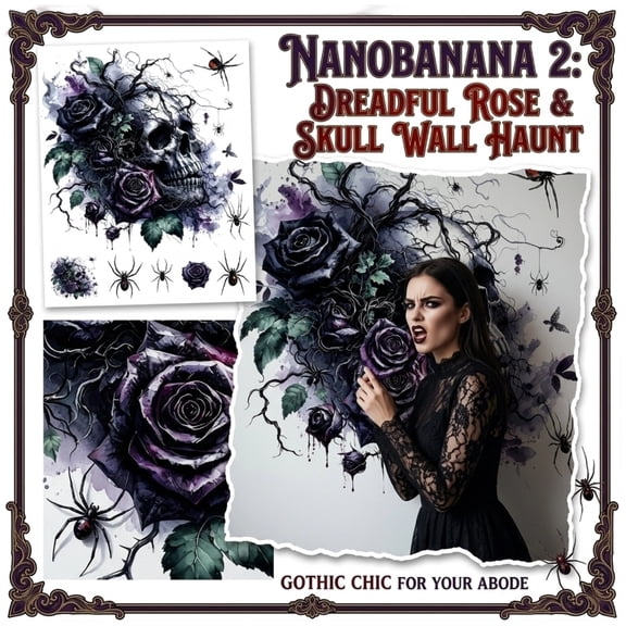 Self-Adhesive Purple Black Rose Skull Wall, Halloween Decor Indoor, Halloween Wall Decorations, Floral Wall Decor, Dark Gothic Horror Art Decals for Living Room Bedroom to Build