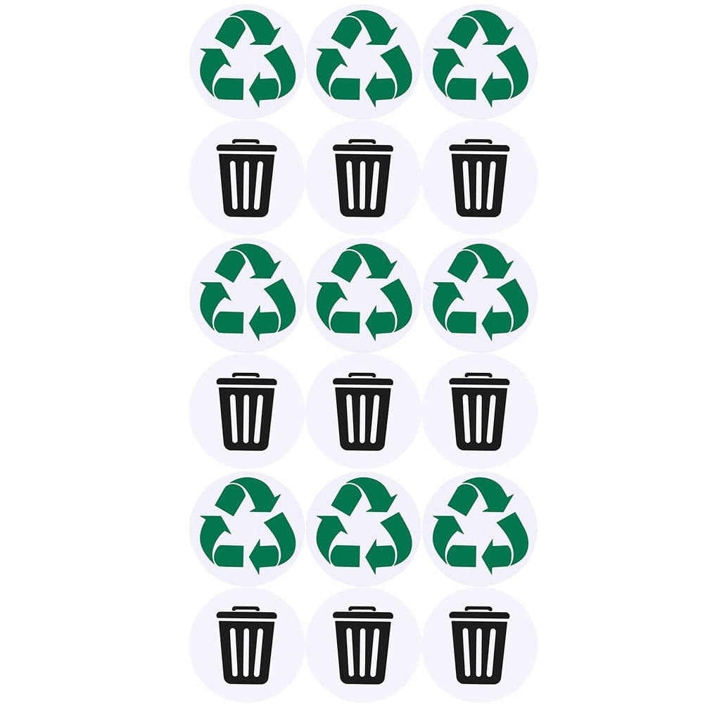 Self Adhesive Recycling Stickers Emblems Recycle and Trash Can Decal
