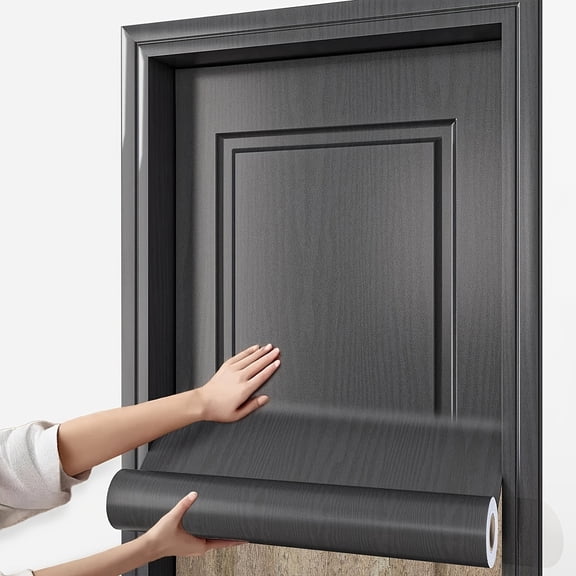 Self-Adhesive Removable Wood Grain Door Sticker Upgraded Wide Metallic Border Textured Durable Adhesive Easy Peel and Stick for Door & Home Renovation