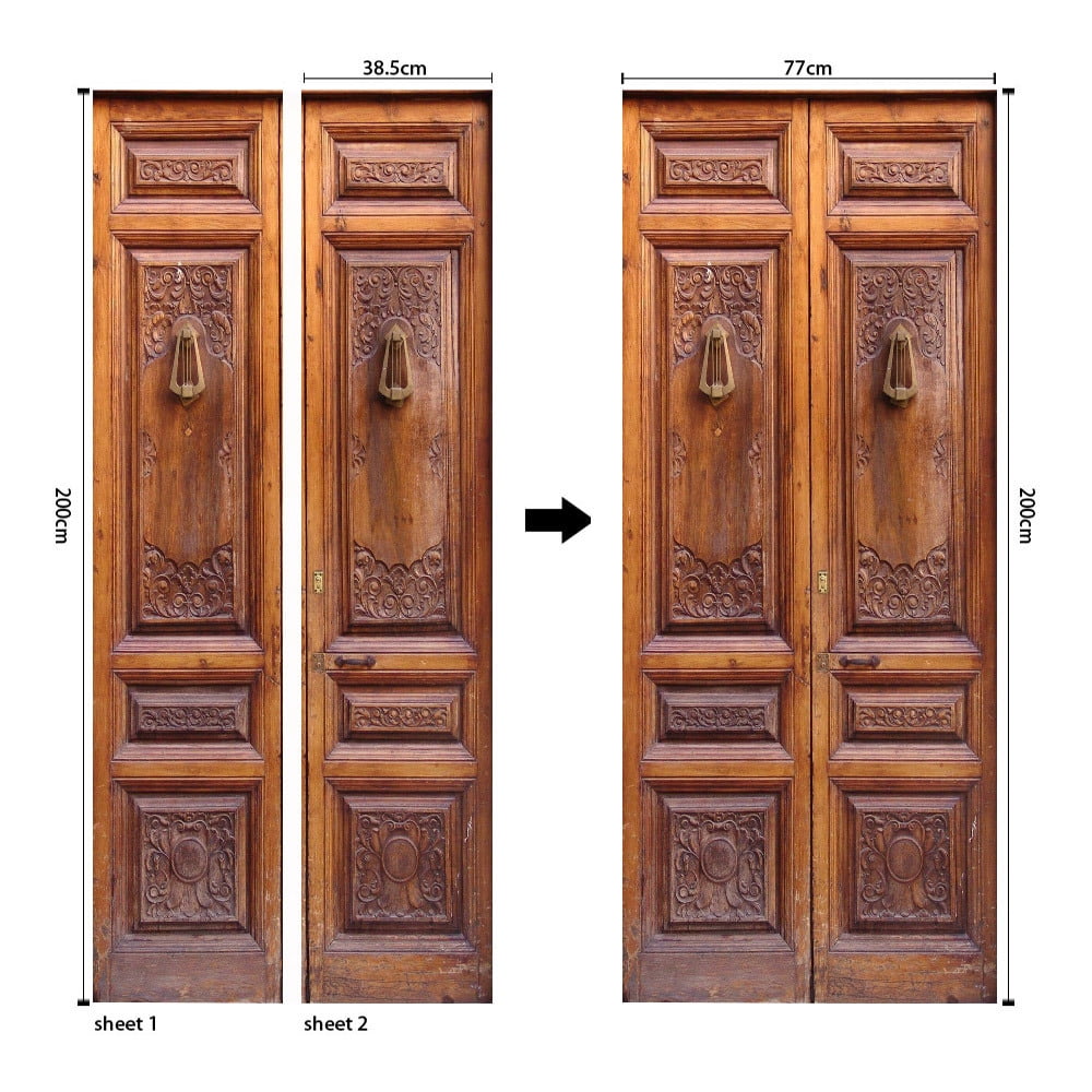 Self Adhesive Retro 3D Door Stickers Waterproof Wood Grain Vinyl PVC ...