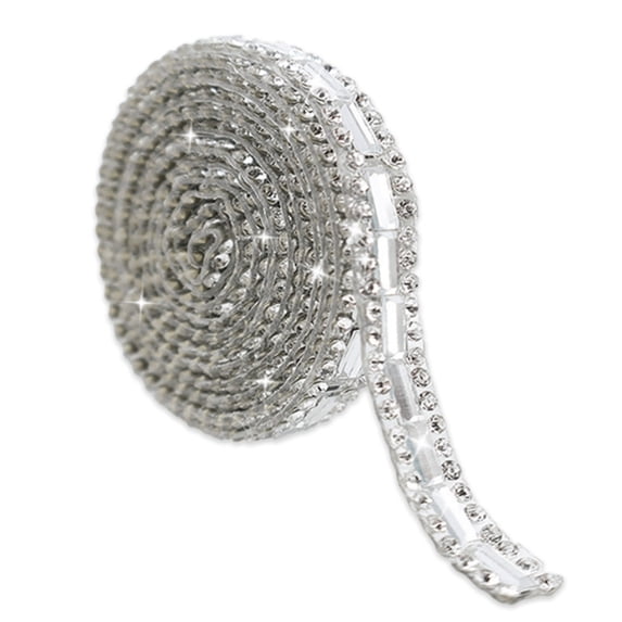 Self Adhesive Rhinestone Ribbon Roll Bling Diamond Tape for DIY Crafts and Fabric Decoration Crystal Strip Trim for Clothing Design or Creative Home Projects (1Pc 35"x0.27")