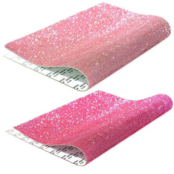 Self-Adhesive Rhinestone Sheets for Crafting, 2PCS 9.45 in x 15.75 in24 cm x 40 cm) Pink and Rose Red, DIY Embellishments for Clothing, Shoes, Bags, Jewelry, and Home Decoration