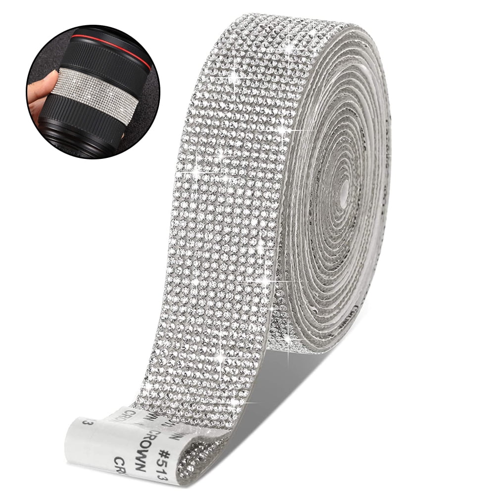 7 Rolls Crystal Rhinestone Adhesive Strips for Crafts, Decor, Gifts (4  Sizes, Silver)