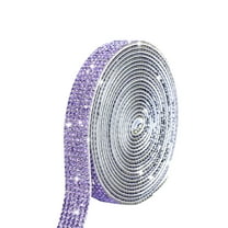 Self Adhesive Rhinestone Strips Diamond Ribbon Sticker Rhinestones Roll for DIY Arts Crafts, Wedding Party, Car Phone Decoration 6 Rows,Purple