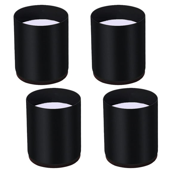 Self-Adhesive Round Shape Lift Furniture Risers Legs,Carbon Steel 2cm Groove Bun Feet Table Legs Sofa Legs,Black/Brown,for Dining Tables,Chairs,Dresser,Cupboard,4pcs (4*5cm,Black)