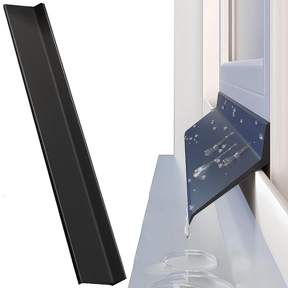 Self-Adhesive Rubber Rain Drip Guard, TGY 1.7in6.56ft 135 Angle Seal Window Rain Deflector, Weatherproof Sill Water Barrier Strip for Sliding Window Overhang & Sill