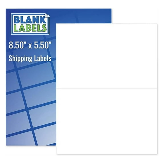 Self Adhesive Shipping Labels - 1600 Labels, 8.5 x 11 Inch Half Sheet - Laser & Inkjet Printers - Permanent Adhesive - 8 Pack for Mailing, Packaging & Organization