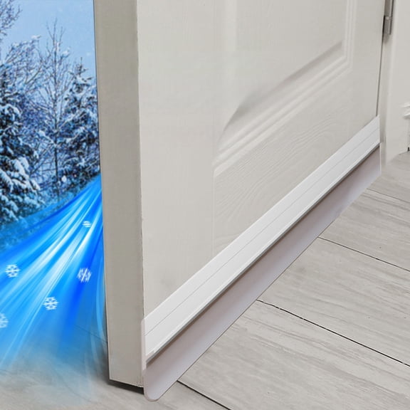 Self-Adhesive Silicone Door Seal Strip (1.4x39.4 Inch) - Adjustable Weatherproof Draft Blocker for Energy Efficiency, Noise Reduction & Dust Protection on Interior/Exterior Wooden & Glass Doors