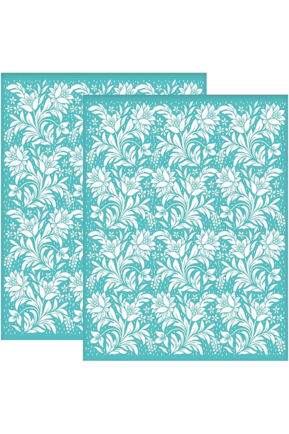 Self-Adhesive Silk Screen Printing Stencil for Painting on Wood 280x220mm DIY Decoration T-Shirt Fabric Turquoise Flower