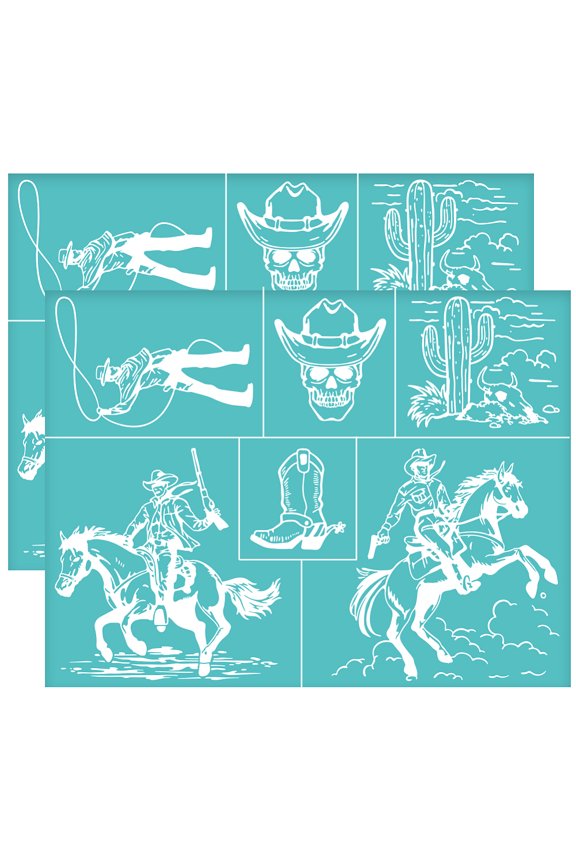 Self-Adhesive Silk Screen Printing Stencil for Painting on Wood DIY Decoration T-Shirt Fabric Turquoise Horse 280x220mm