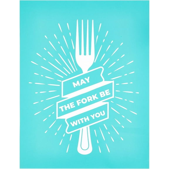 Self-Adhesive Silk Screen Stencil Fork Printing Mesh Transfers Reusable Cook Pattern Stencils for Home Decoration T-Shirts Pillow Fabric Bags Wooden Board Painting 8.6x11 Inch DIY