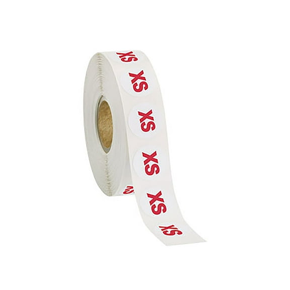 SSWBasics Self-Adhesive Size Labels - Size XS - Roll of 1000 Labels- Round Versatile Size