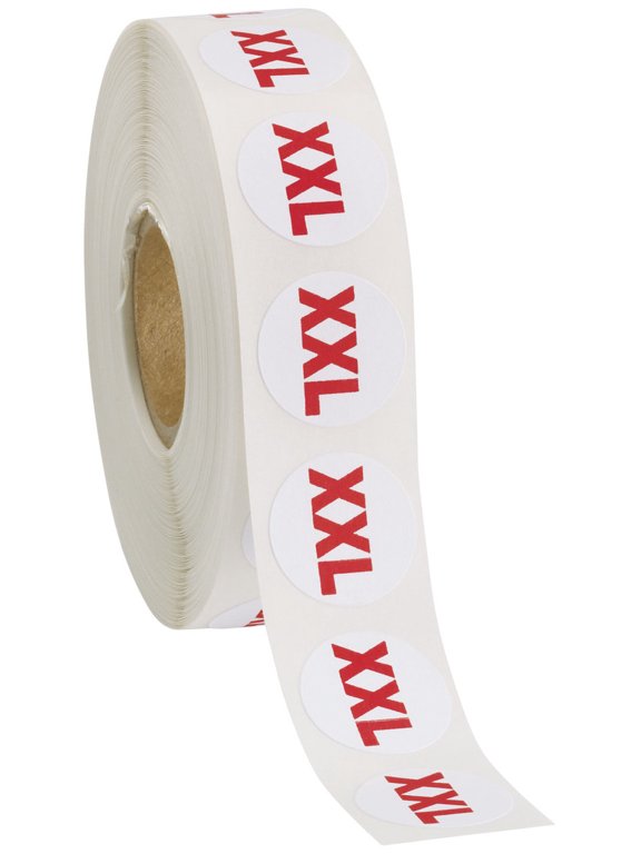 Self-Adhesive Size Labels - Size XXL - Roll of 1000 Labels