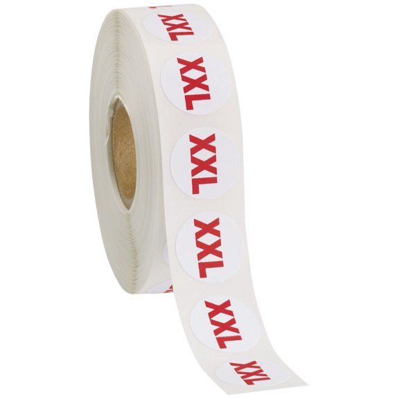 Self-Adhesive Size Labels - Size XXL - Roll of 1000 Labels- Self Adhesive Size Stickers for Clothing - Retail Bright Clothing Size Stickers - Durable and Easy to Apply Size Labels for Garments