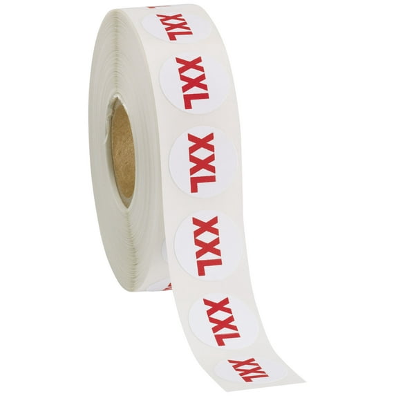 Self-Adhesive Size Labels - Size XXL - Roll of 1000 Labels- Self Adhesive Size Stickers for Clothing - Retail Bright Clothing Size Stickers - Durable and Easy to Apply Size Labels for Garments