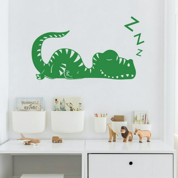 Self-Adhesive Sleeping Dinosaur Wall Decal Removable DIY Cartoon Dinosaur Wall Stickers for Kids Bedroom Playroom Living Room Toddlers Nursery Decor