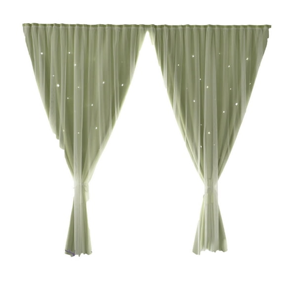 Self-Adhesive Star Blackout Curtain Panel - Double Layer Light Blocking Window Treatment with Net Lining for French Doors, Bedroom, Nursery & Dorm Rooms (78"x39")