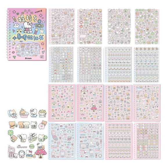 Self-Adhesive Sticker Cartoon Sticker Book Self-Adhesive Sticker Photocard Sticker Book for Journal Decoration