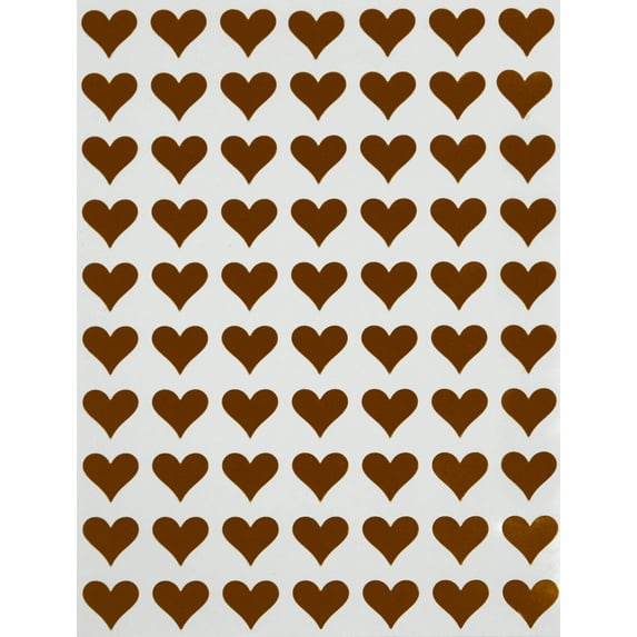 Self Adhesive Stickers Heart 1/2 inch (0.50), Brown Heart Crafting Sticker for Decoration, Scrapbooking & Stationery 13mm, 3500-Pack by Royal Green
