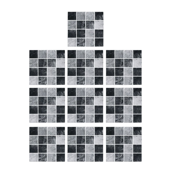 Self Adhesive Stone Texture Wall Tiles Stickers 10 Pack for Kitchen Backsplash Bathroom Fireplace and Cabinet Decor Grey