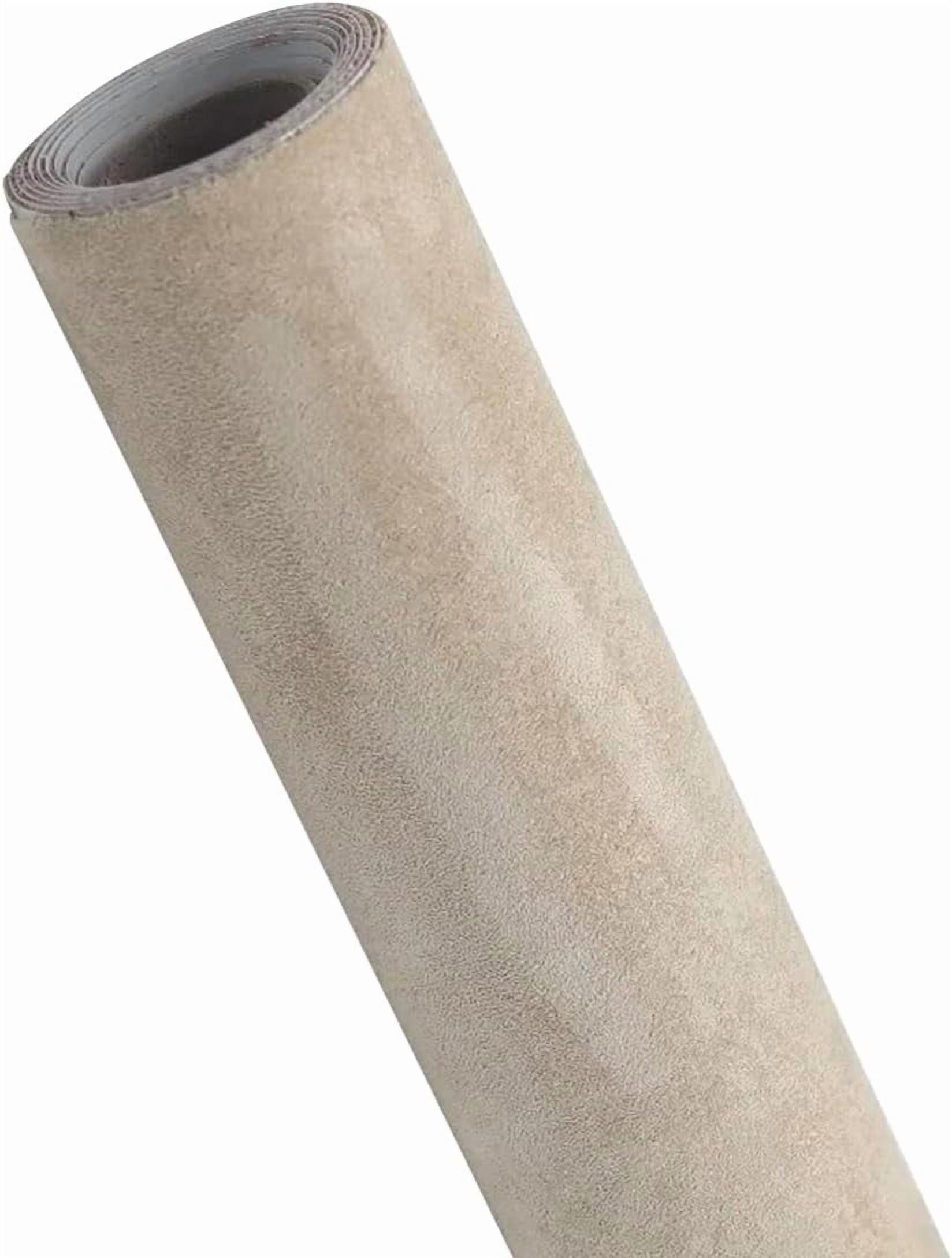 Self-Adhesive Suede Leather Fabric Wrap for Car Interior, Artificial Stretch Film Stickers for Furniture DIY Craft - Beige, 7.87x11.8in