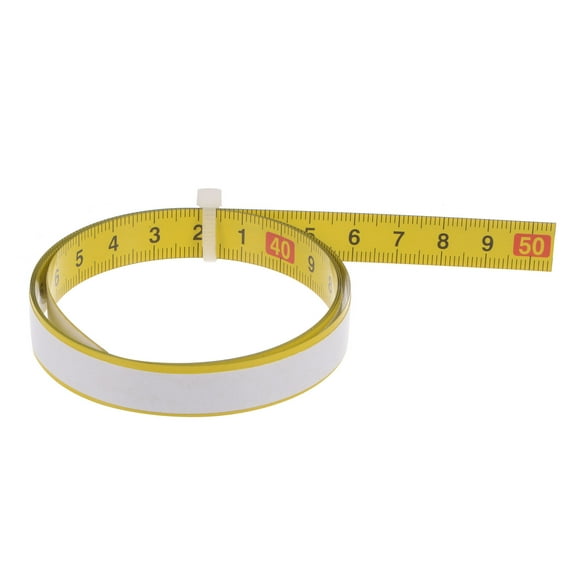 Self Adhesive Tape Measure 100cm Middle to Both Sides Sticky Steel Ruler Tape for Workbench, Yellow
